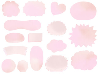 水彩ピンク：シンプルかわいい手描きフレームセット