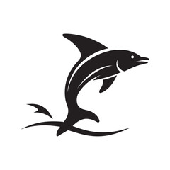Flying Fish Silhouette Leaping Out of Water Vector