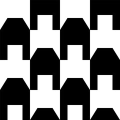 Abstract geometric seamless pattern. Minimalist geometrical ornament, puzzle design. Vector black and white illustration.
