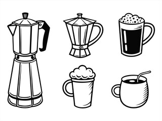 mug icon set sihouette black vector bundle