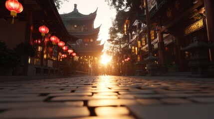 Obraz premium Sunrise in a Chinese Alley