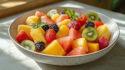 Colorful fruit salad in a bowl (2)