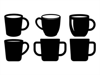 mug icon set sihouette black vector bundle