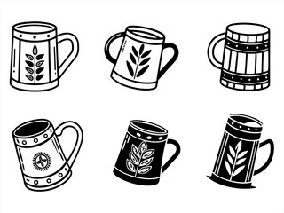 mug icon set sihouette black vector bundle
