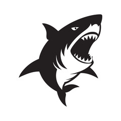 Shark Attack Pose Silhouette Vector Isolated on White