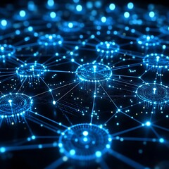Obraz premium Abstract network design with glowing blue nodes.