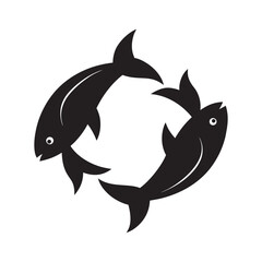 Two Opposite Swimming Fish Silhouette Vector