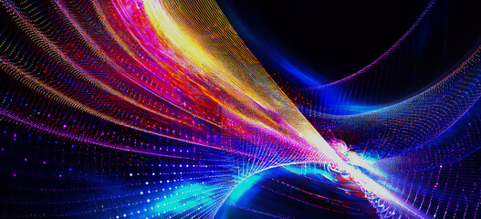 Abstract art technology background digital painting Multicolor  neon Modern futuristic  pattern. Fractal artwork for creative graphic design.