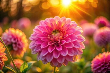 Fototapeta premium Golden Hour Pink Flower Sunset Bloom Photography Portrait