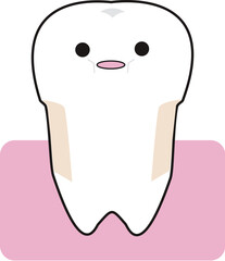 くさび状に欠損している歯のコミカルなイラスト