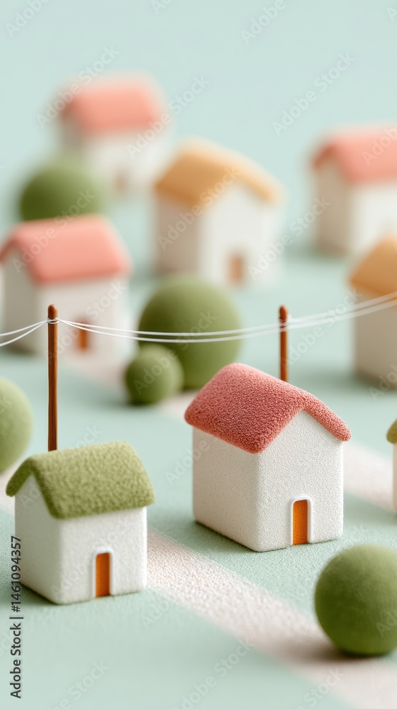 Poster Pastel Smart City Innovation Miniature Connected Neighborhood Visualizing Sustainable Urban Energy Networks with Soft Textural Microarchitecture