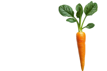 Carrot with green top view