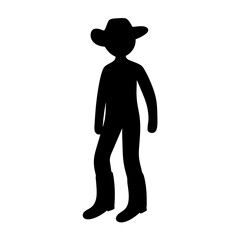 Silhouette of a person in a cowboy hat and boots standing idly