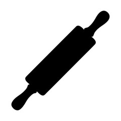 Classic Black Rolling Pin Silhouette Perfect for Baking and Culinary Designs