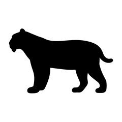 Striking black silhouette of a majestic tiger standing in profile view