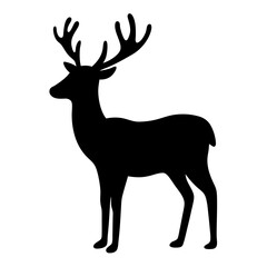 Black silhouette of a majestic stag standing proud against a white background