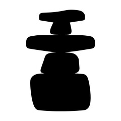 Black Silhouette of Stone Cairn Symbolizing Direction and Navigation on White