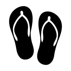 Pair of Black Flip Flops Illustration on Plain White Background