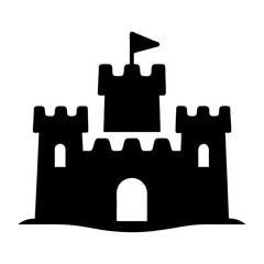 Obraz premium A Silhouette of a Classic Sandcastle with Flag on Top of Tower