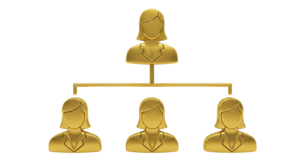 Isolated Golden Business Woman Hierarchy Chart Diagram