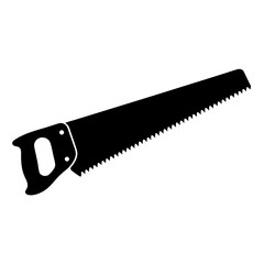 Black and White Hand Saw Illustration for Carpentry or Construction Projects