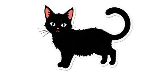 Obraz premium Adorable Outline Cat Sticker Design for Creative Projects