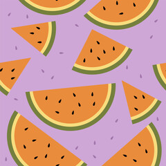 Cute watermelon fruits pattern background vector design