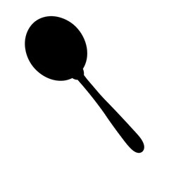 Isolated Simple Black and White Image of a Spoon Kitchen Utensil