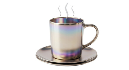 Isolated Coffee Cup with Saucer and Steam