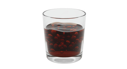 Isolated Glass of Red Liquid with Bubbles