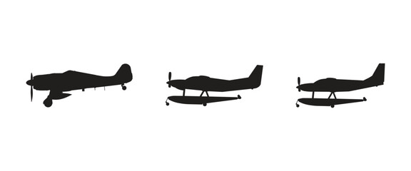 Side View Plane Silhouette Set