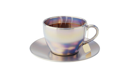 Isolated Iridescent Tea Cup with Tea Bag
