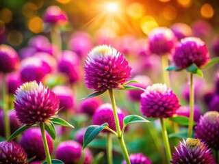 Fototapeta premium Gomphrena Globosa Photography: Stunning Macro Images of Globe Amaranth Flowers