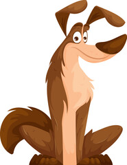 Cute cartoon-style illustration of a brown dog sitting with a happy expression, floppy ears, and a bushy tail, designed in a playful and friendly style.