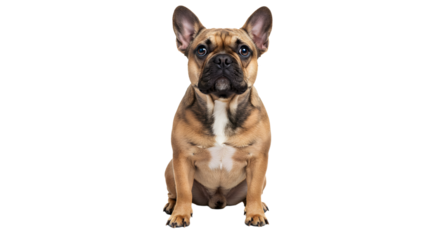 Captivating gaze of a French Bulldog puppy in a studio setting with plain backdrop