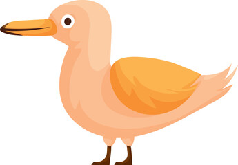 Adorable cartoon duck illustration with a minimalist and friendly design, featuring a soft color palette and a playful expression.