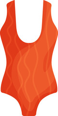 Simple and stylish cartoon-style one-piece swimsuit in bright orange, symbolizing summer, beach fashion, swimwear, and vacation vibes.