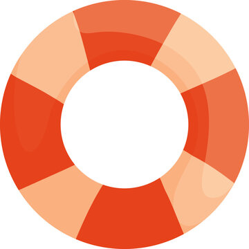 Simple and colorful cartoon-style life buoy with red and white stripes, symbolizing safety, rescue, and beach or poolside fun.