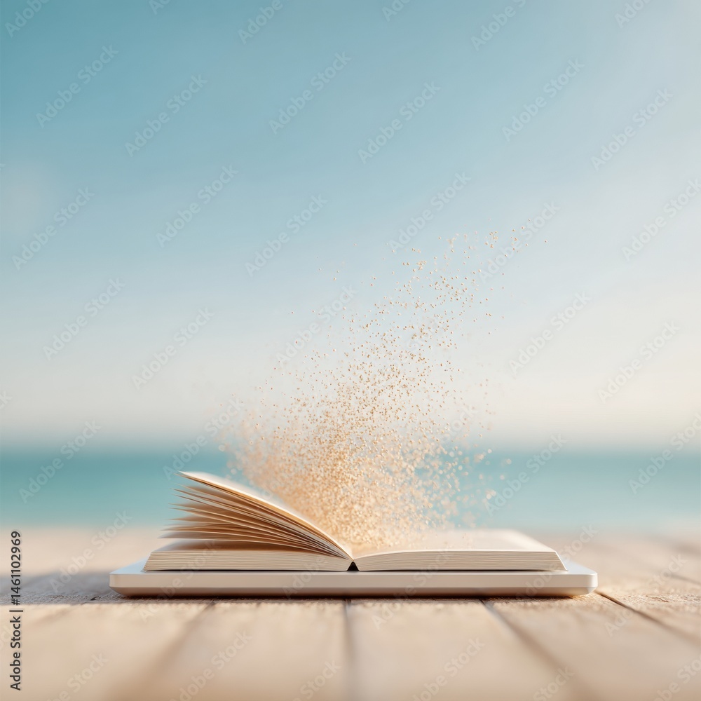 Leinwandbilder mindful learning transformation open book dissolving into digital knowledge particles - inspiring ed