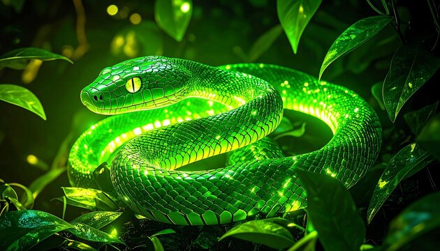 green snake in the grass