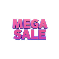 Fototapeta premium Mega Sale 3D Text Graphic for Marketing and Promotions isolated on Transparent Background
