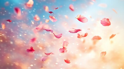 Obraz premium Delicate pink flower petals float in the soft glow of sunlight