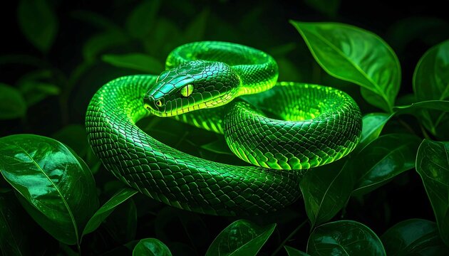 green snake in the grass