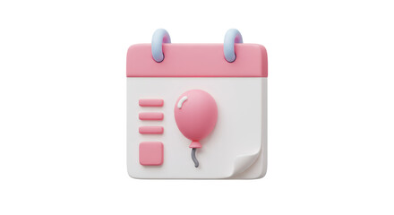 Isolated Calendar with Balloon Symbolizing Celebration Event