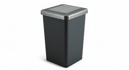 Trash can with lid on white background