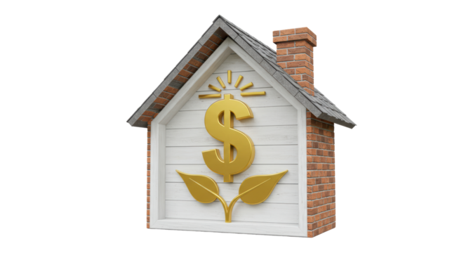 Isolated House Icon with Dollar Sign Symbolizing Real Estate Investment
