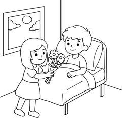 Kids Coloring Book : Helping Each Other