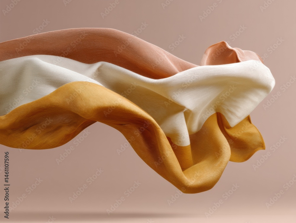 Poster sculptural soft flow minimalist draped textile art capturing organic motion in warm neutral palette 