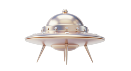 Isolated Golden UFO Flying Saucer