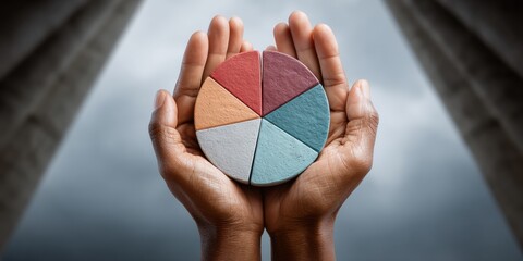 Innovative Financial Strategy Holistic Investment Visualization with Soft-Tone Pie Chart Symbolizing Portfolio Diversification and Inclusive Wealth Management